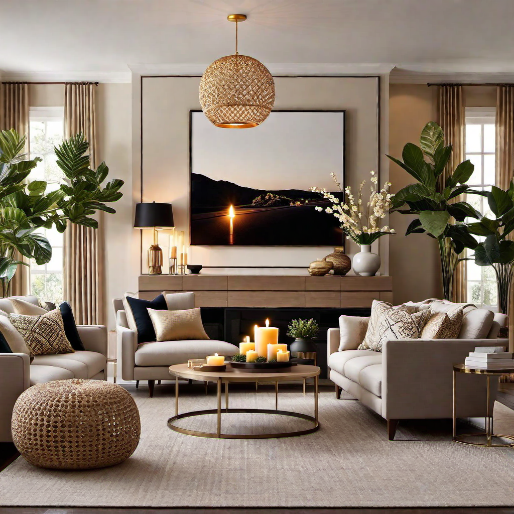 Candlelit Ambiance: Cozy Home Living Room with Scented Candles