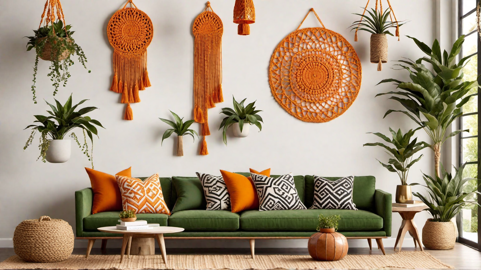 Boho Chic: Orange Macrame Wall Hanging