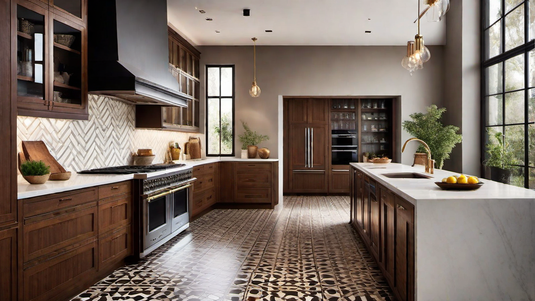 Art Deco Influence: Geometric Patterns in a Mediterranean Kitchen