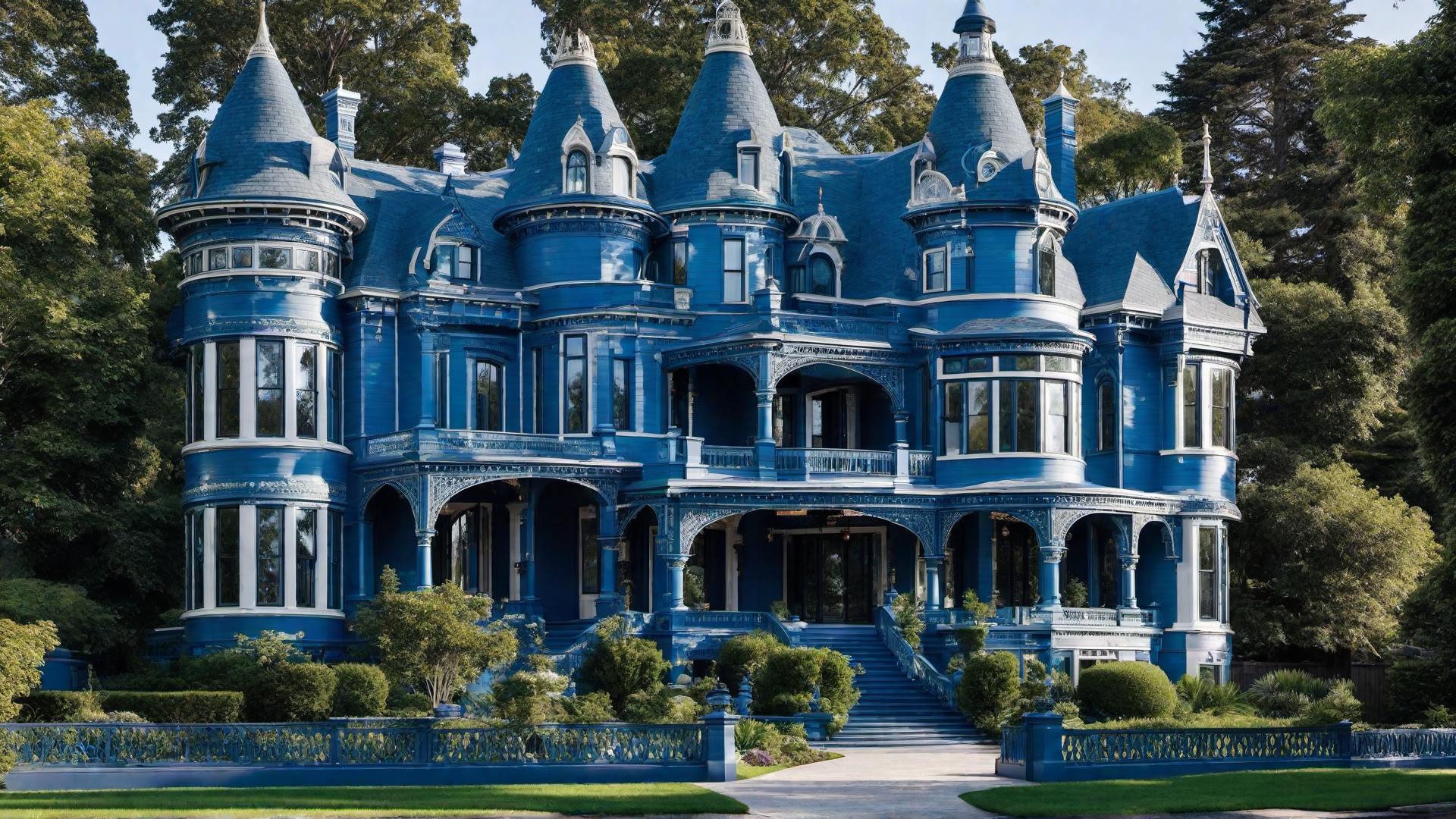 Victorian Mansion with Blue Painted Turret