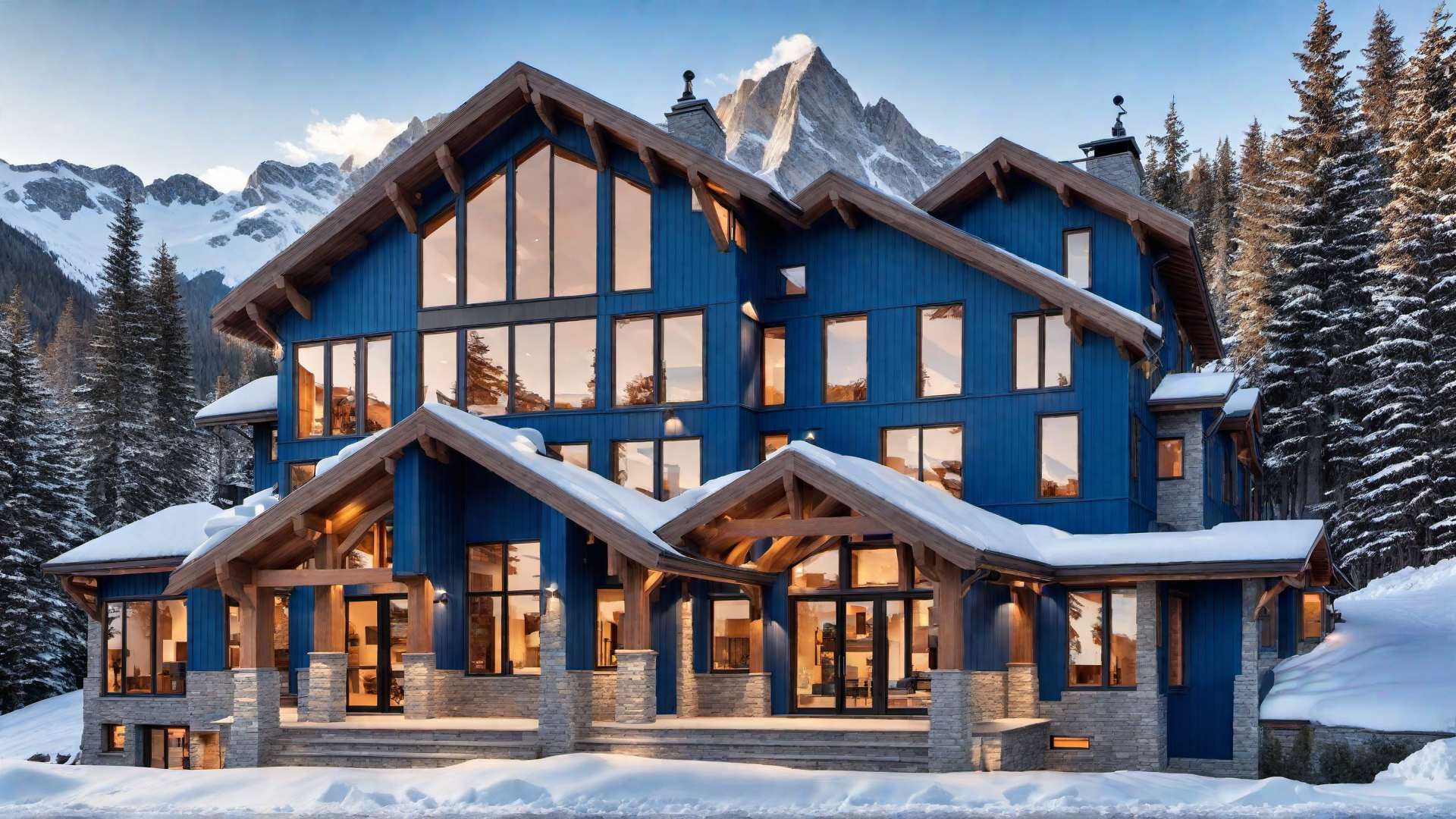 Blue Chalet Home with Alpine Design