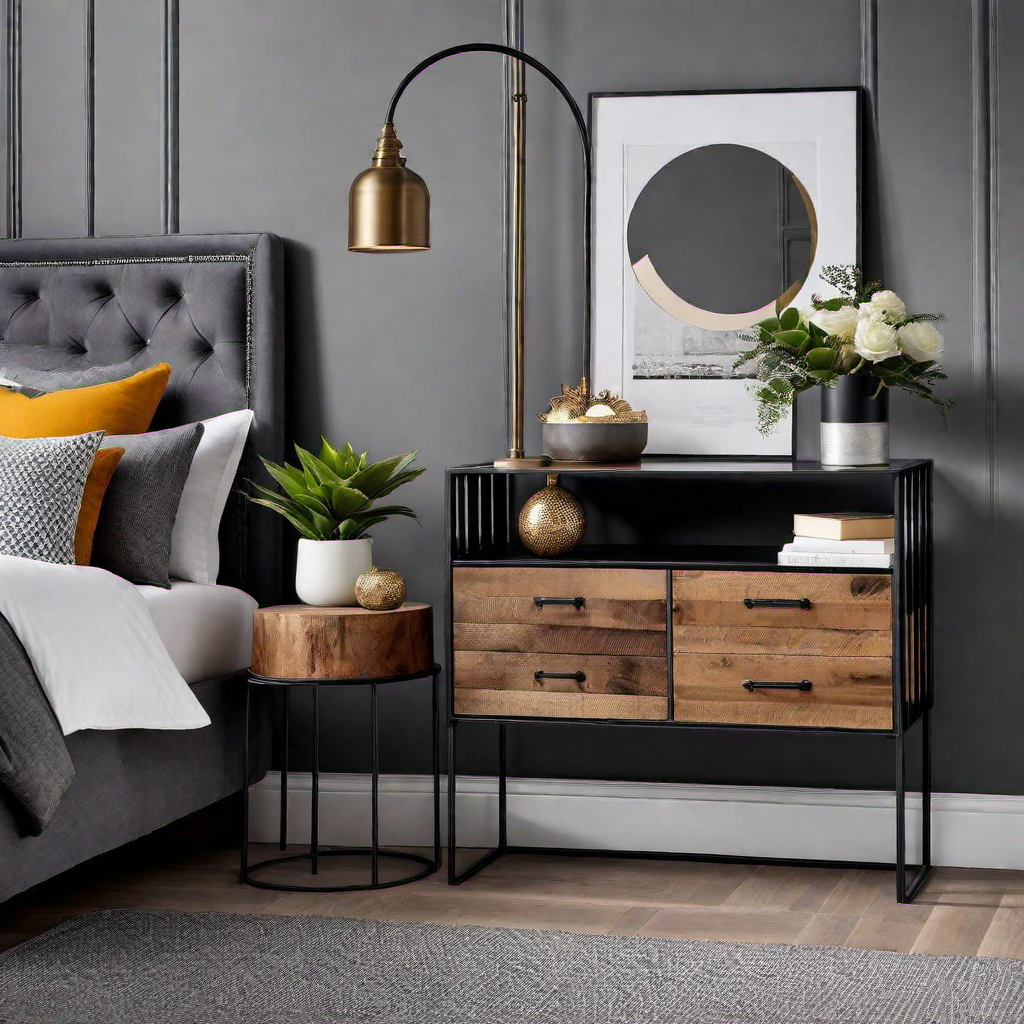 Vintage Industrial Bedside Tables: Metal and Wood Combo
