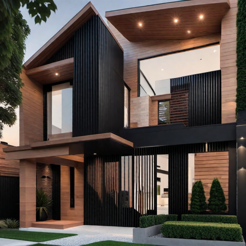 Contemporary Flair: Black and Cedar Exterior Color Palettes