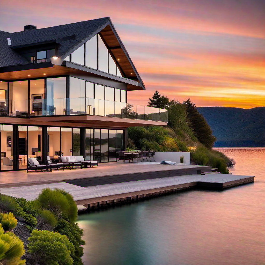 Waterfront Beauty: Modern Waterfront House Exterior