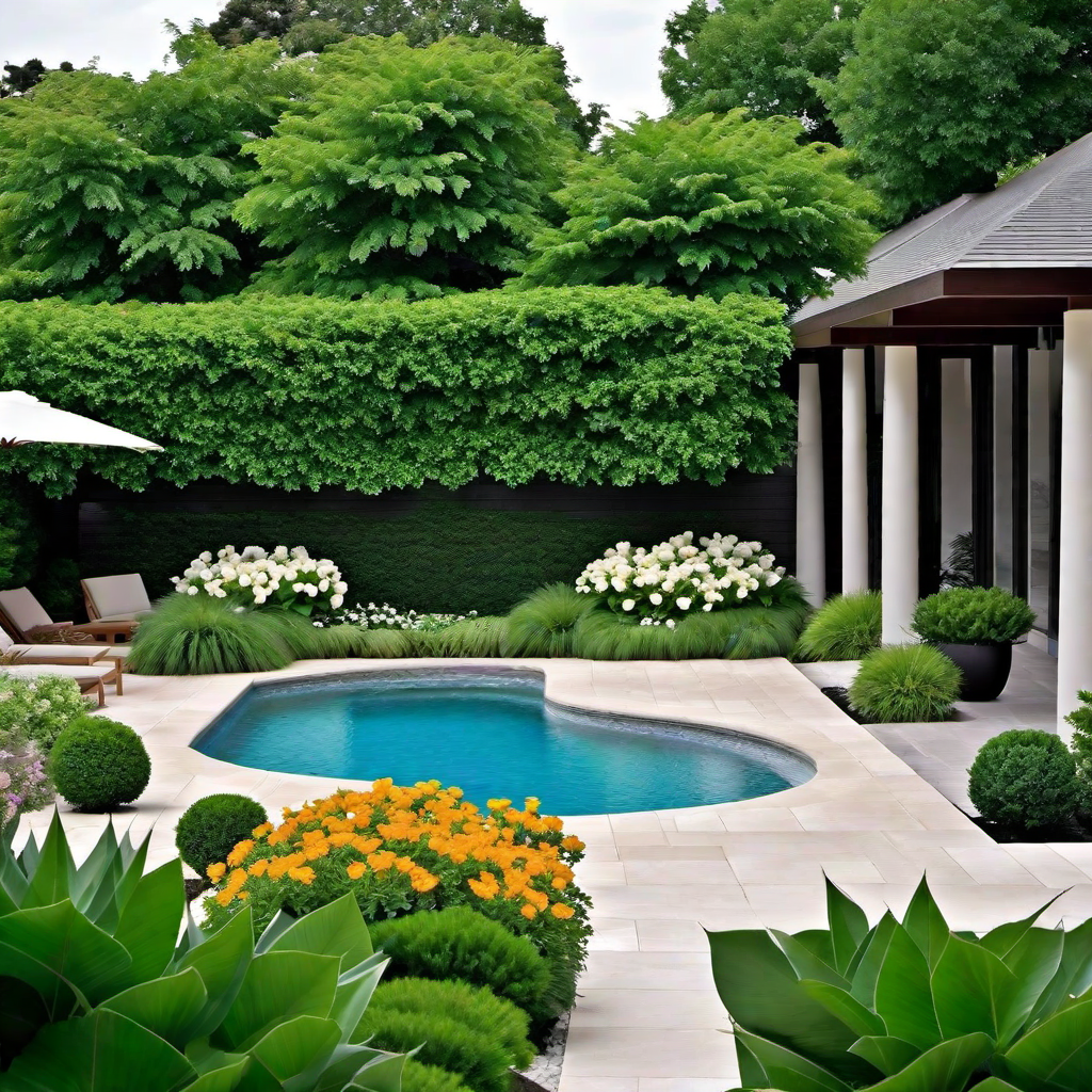 Tranquil Beauty: Pool Garden Landscape