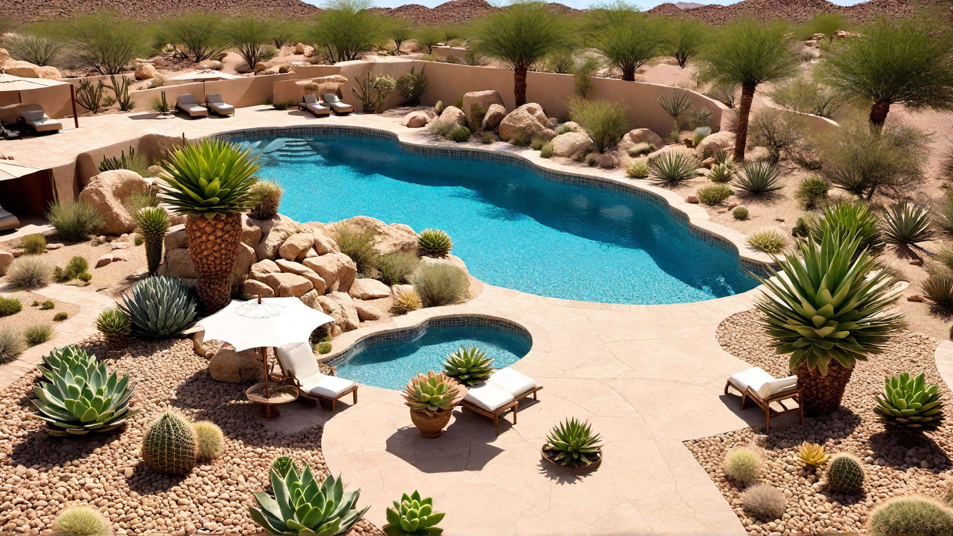 Desert Escape: Pool with Desert Landscaping and Succulents