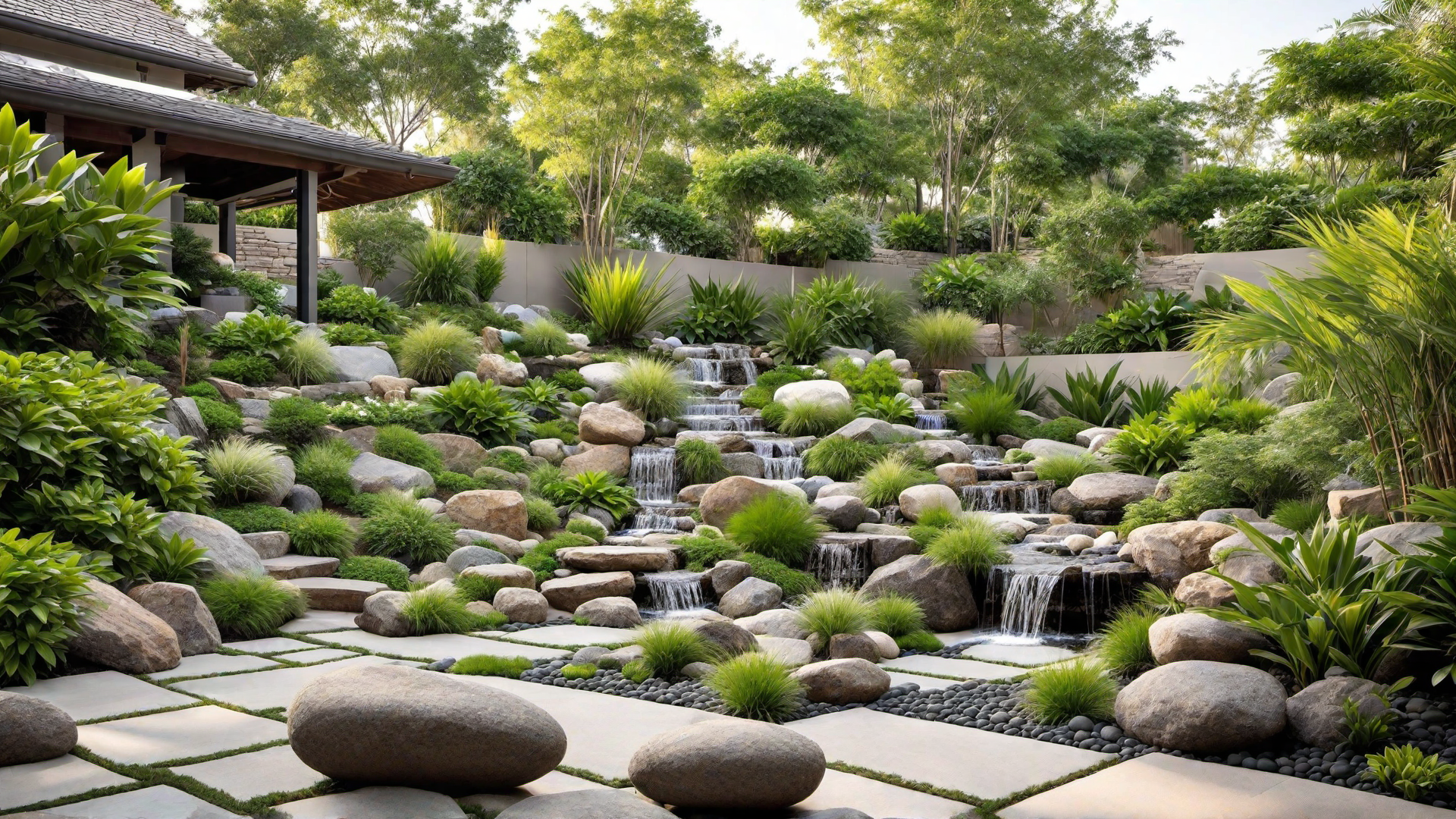 Zen Accents: Rocks and Mini Waterfalls