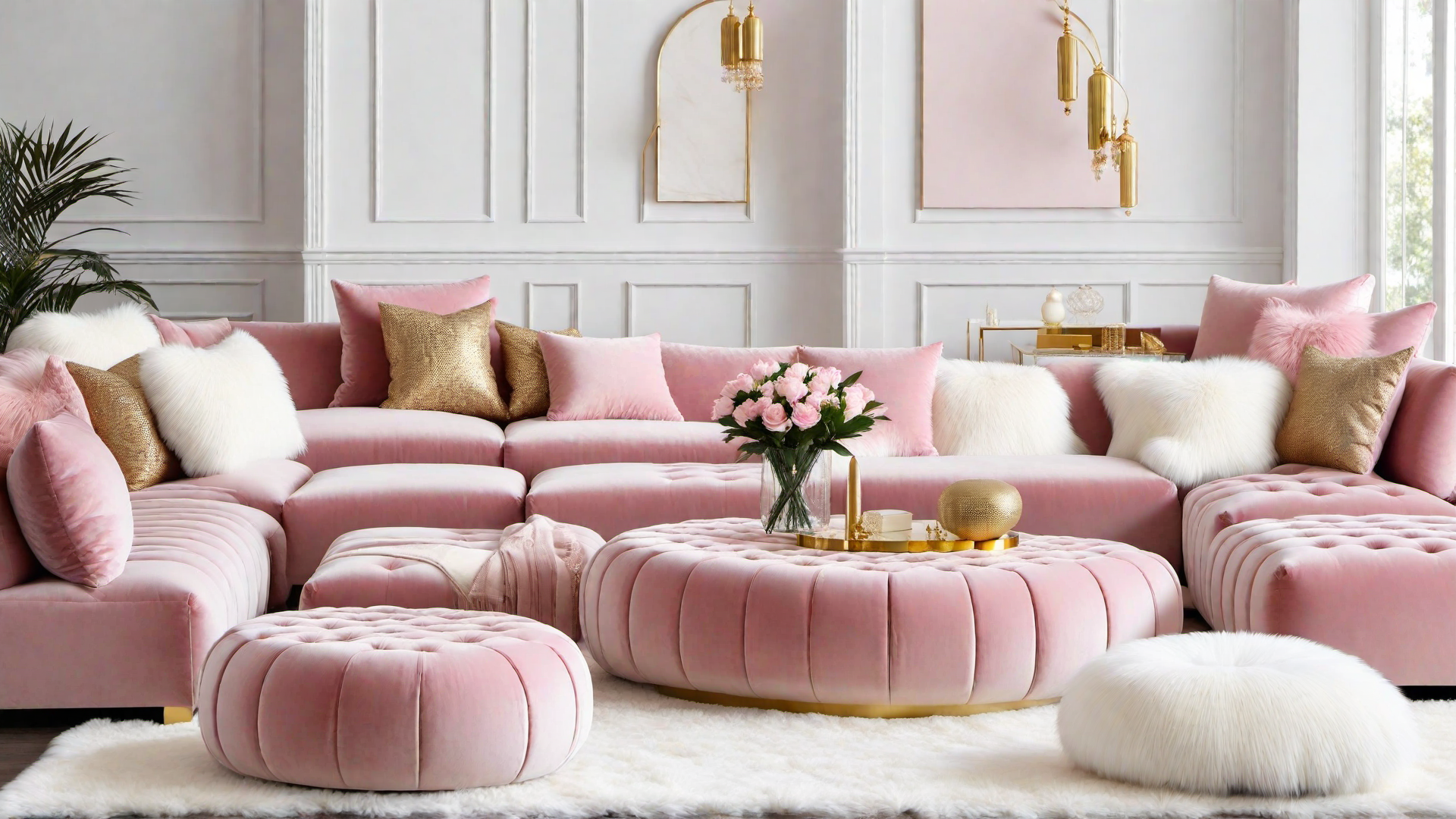Glamorous Touch: Pink Velvet Ottoman