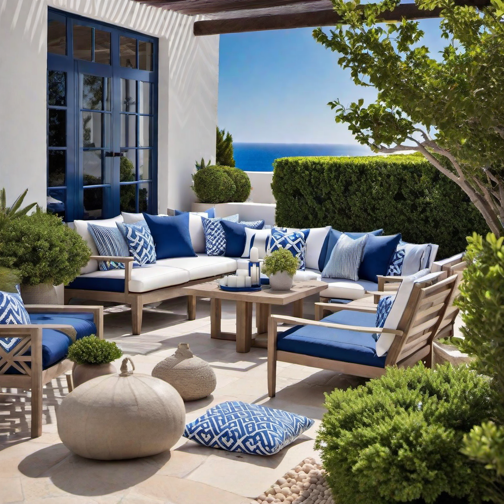Greek Isles Inspiration: Mediterranean Blue and White Patio Decor