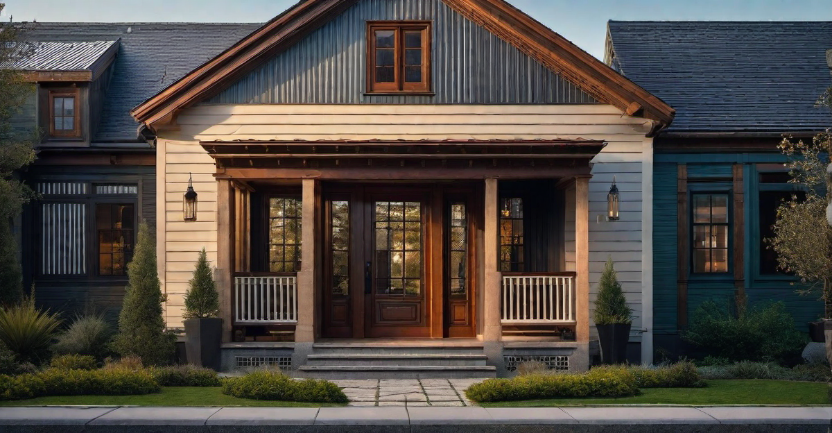 Historical Allure: Corrugated Metal Door in Restored Heritage Homes