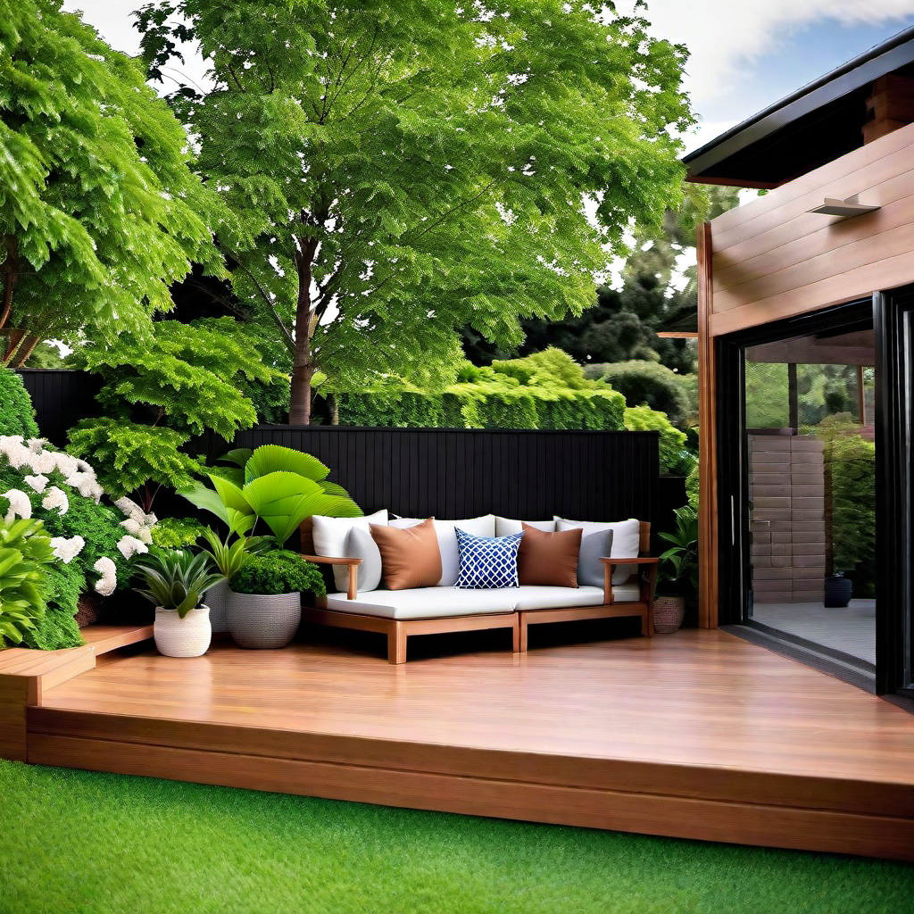 Into the Wild: Deck Overlooking a Lush Green Garden