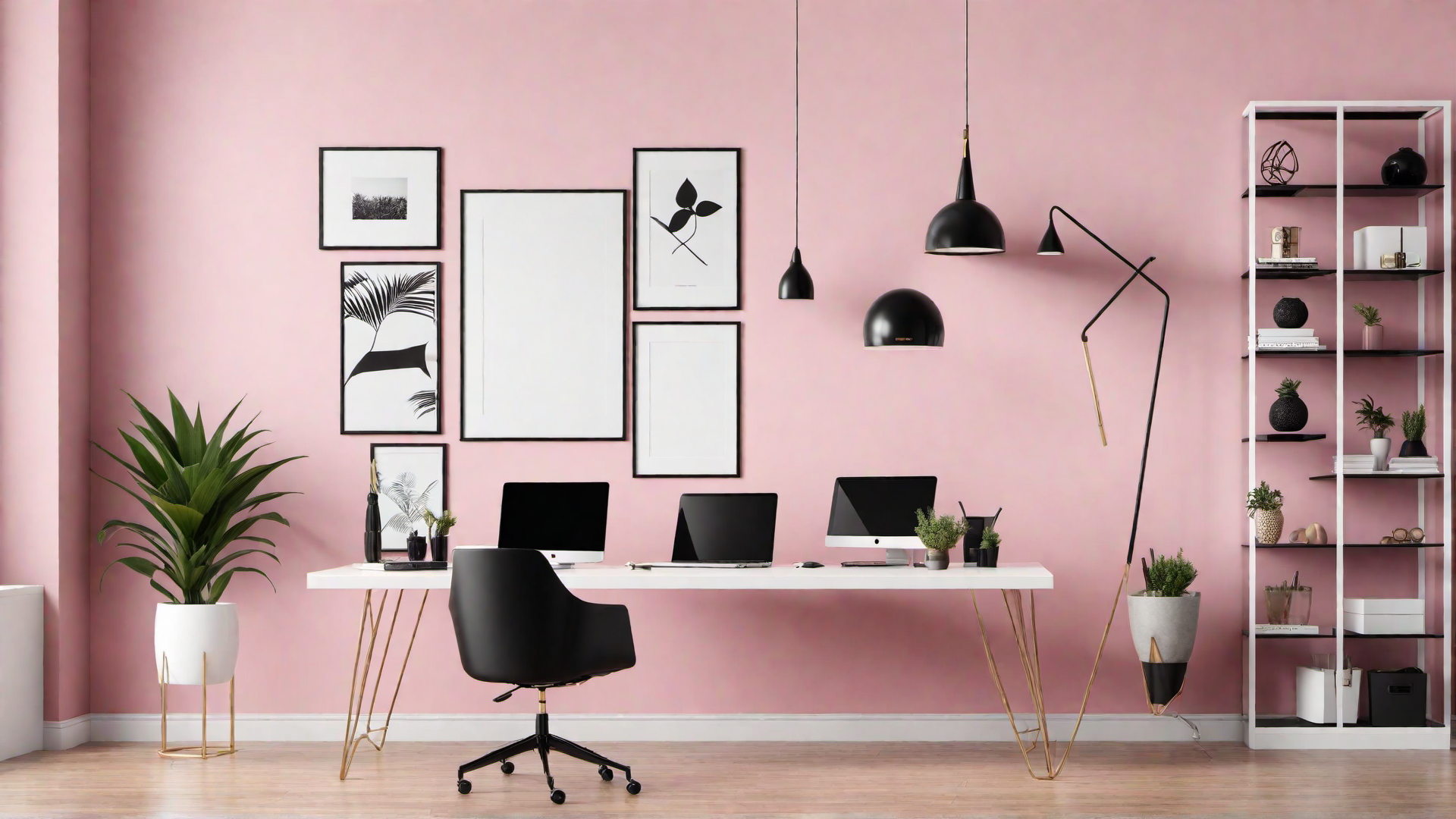 Chic Contrast: Pink and Black Home Office
