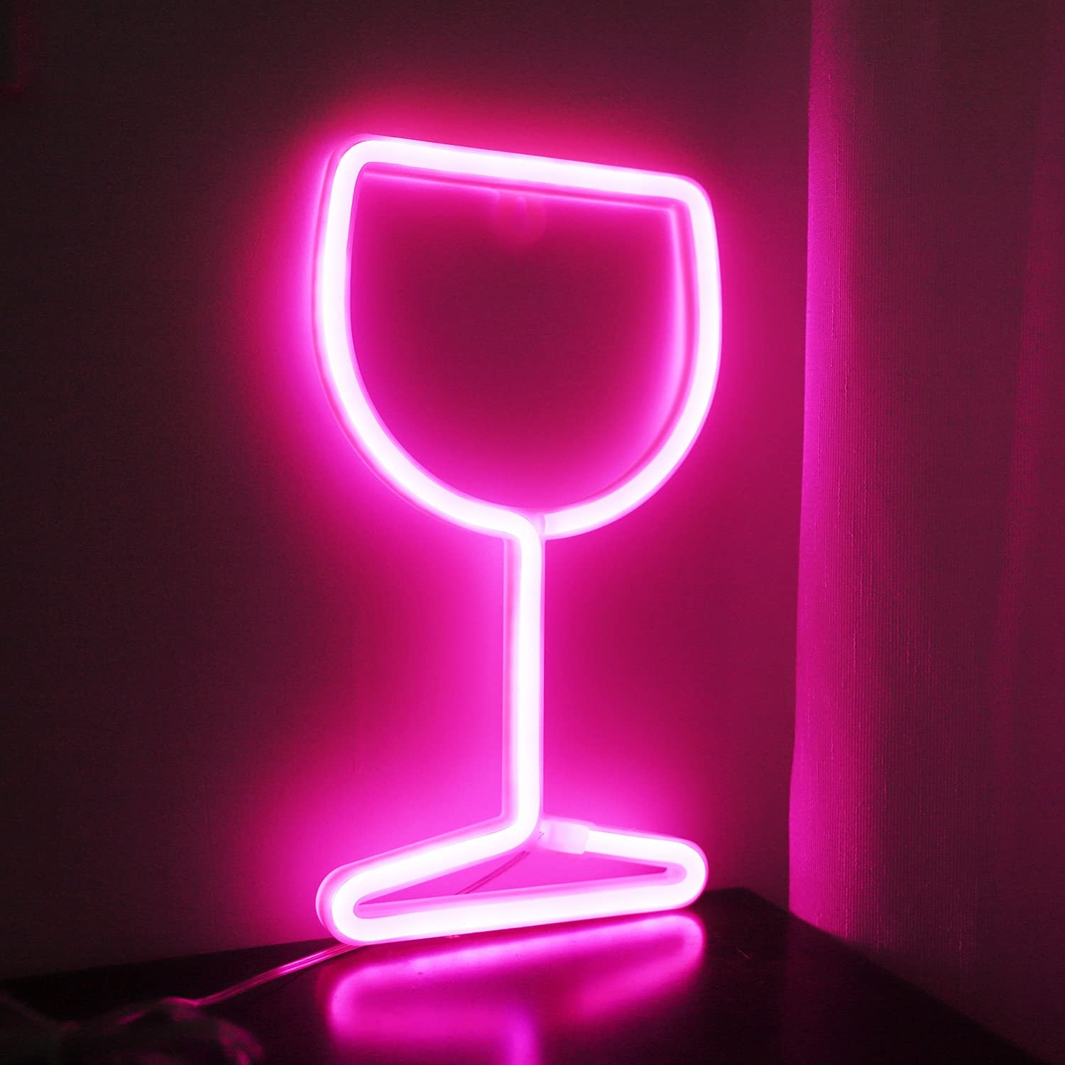 Chic Pink Neon Wine Glass Sign