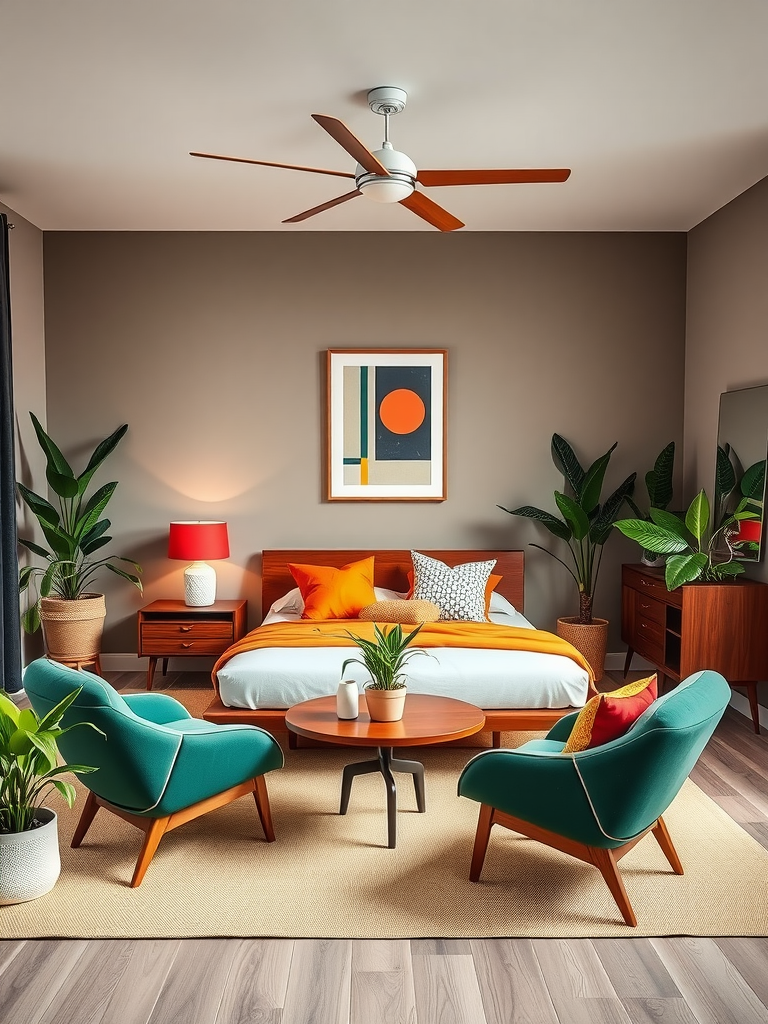 Incorporating Plant Life in Mid-Century Modern Bedroom Decor