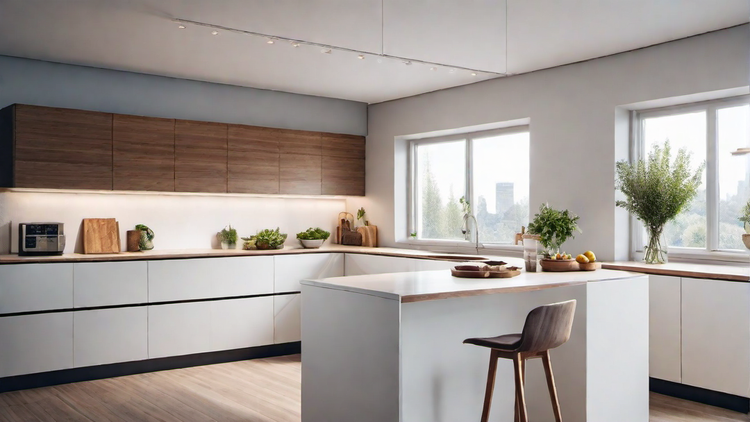 Sleek Minimalism: White and Wood Elements in a Scandinavian Kitchen
