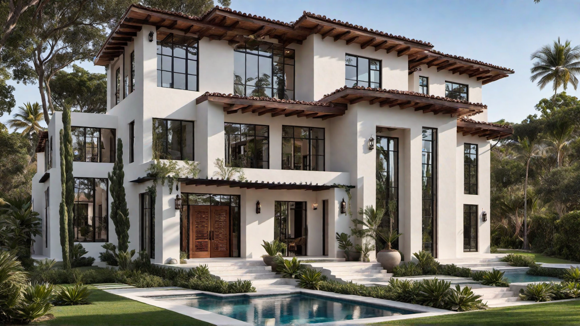 Sleek Windows with Ironwork Detailing