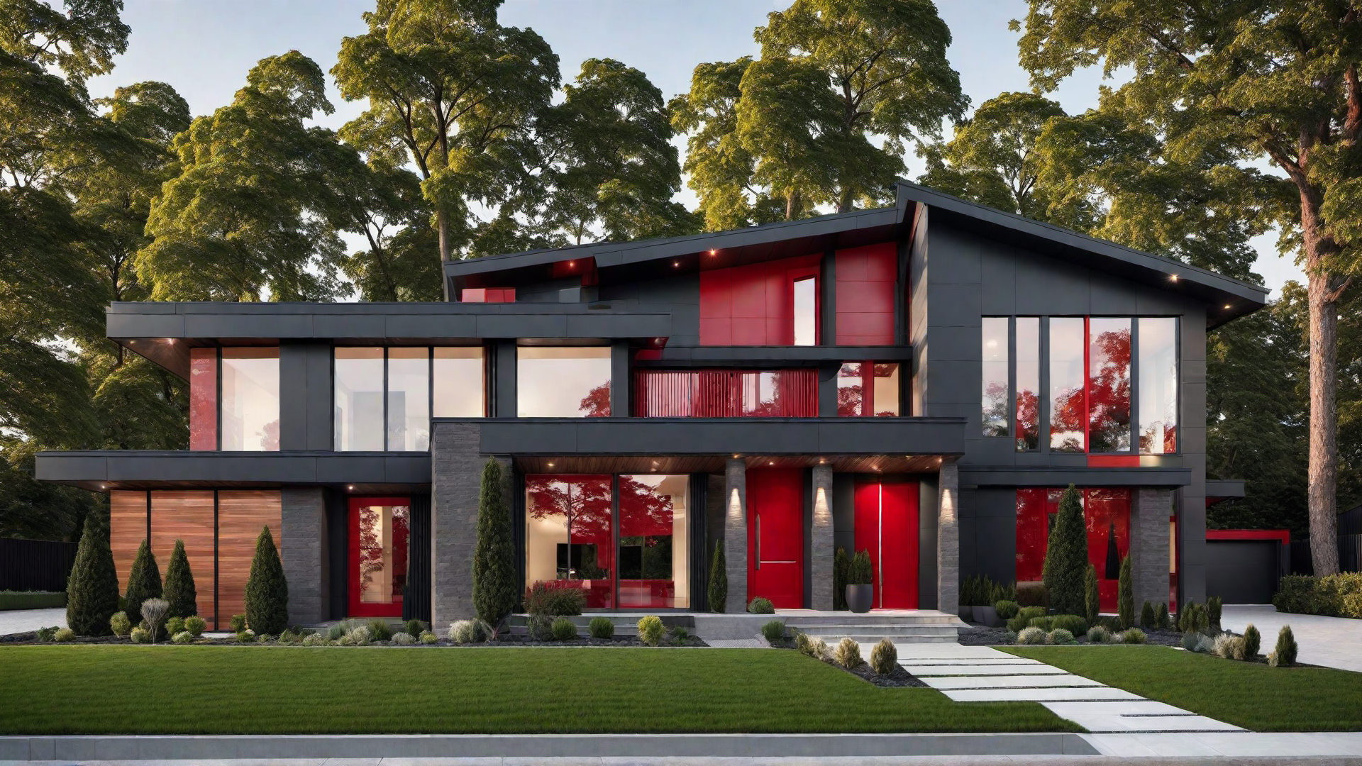 Square Red Modern Home