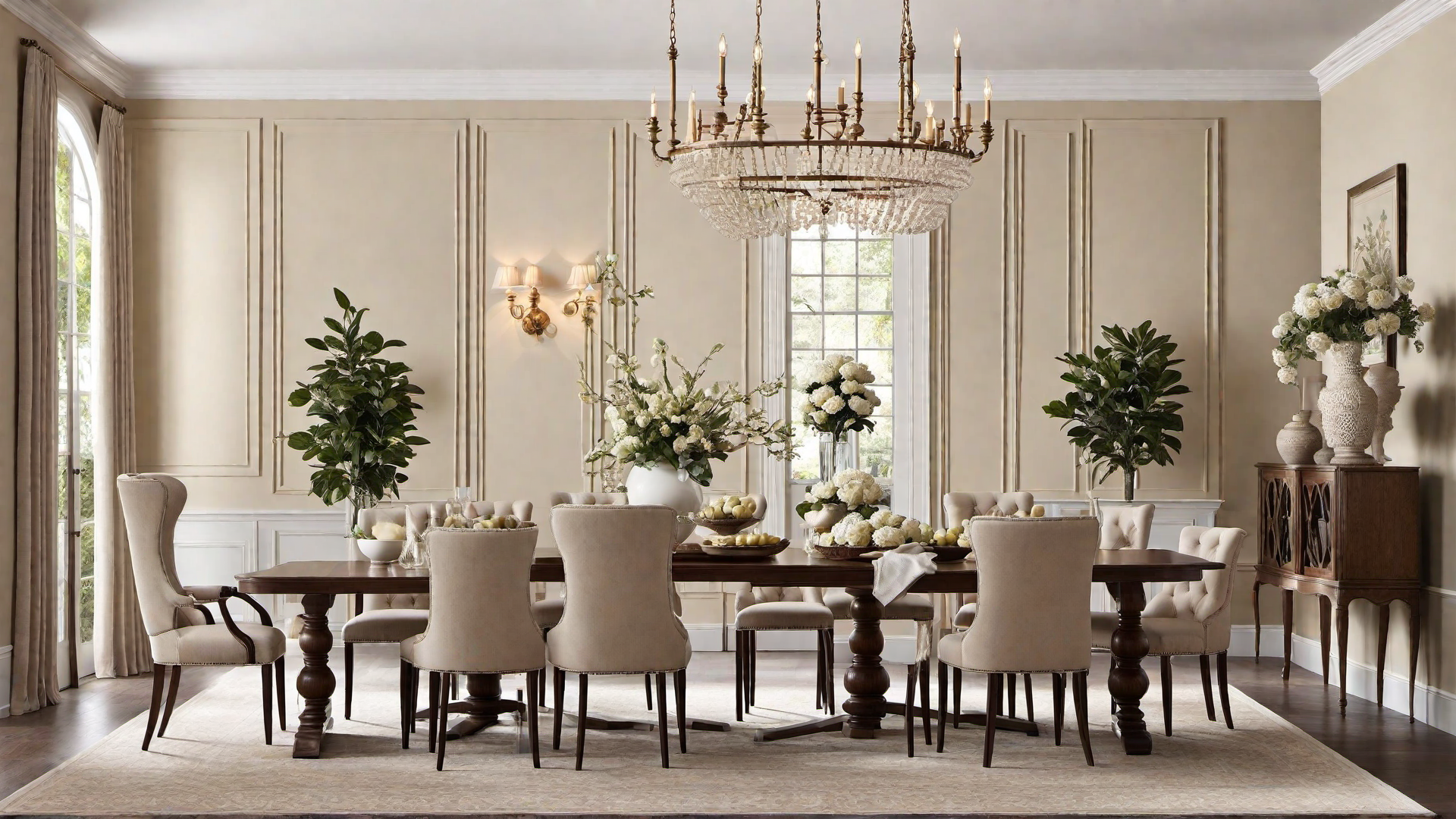 Vintage Vibes: Beige Dining Room with Classic Furniture
