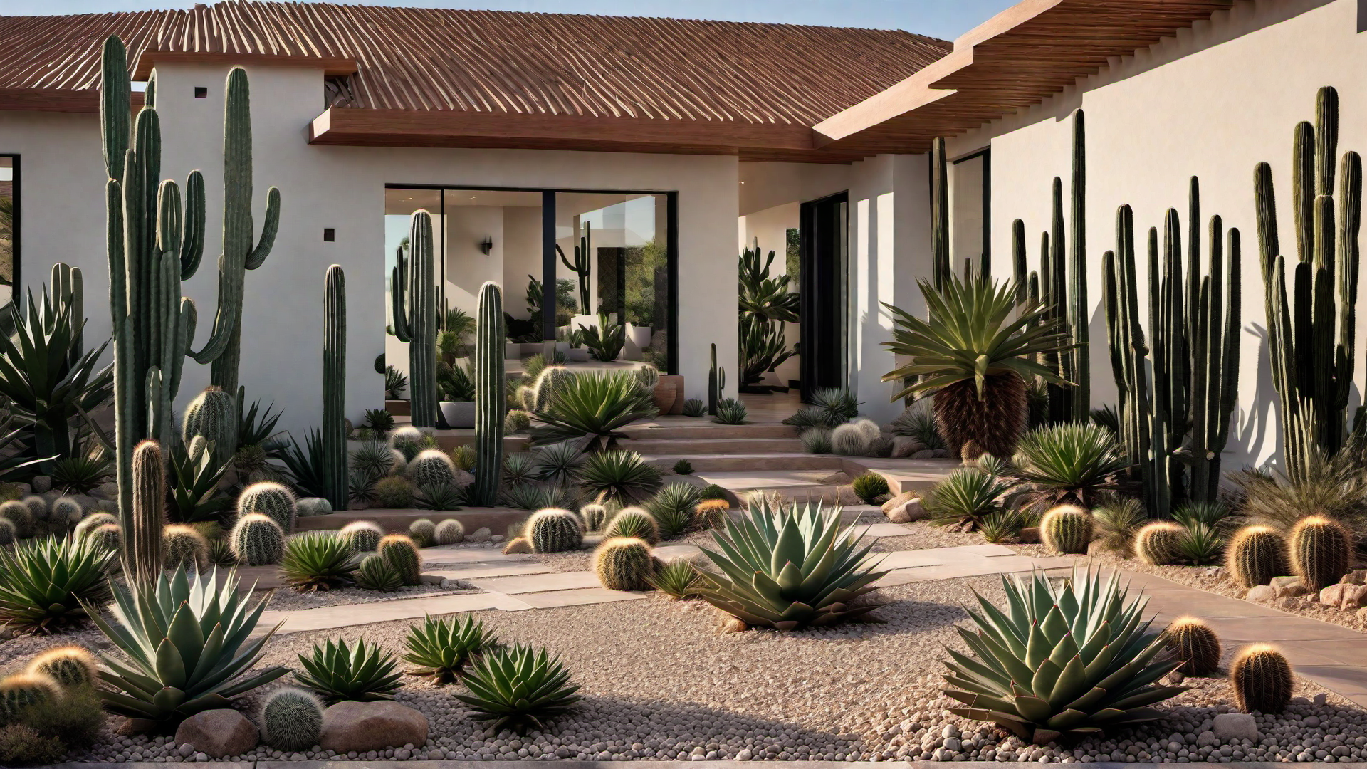 Cactus Garden Complementing Modern Lines
