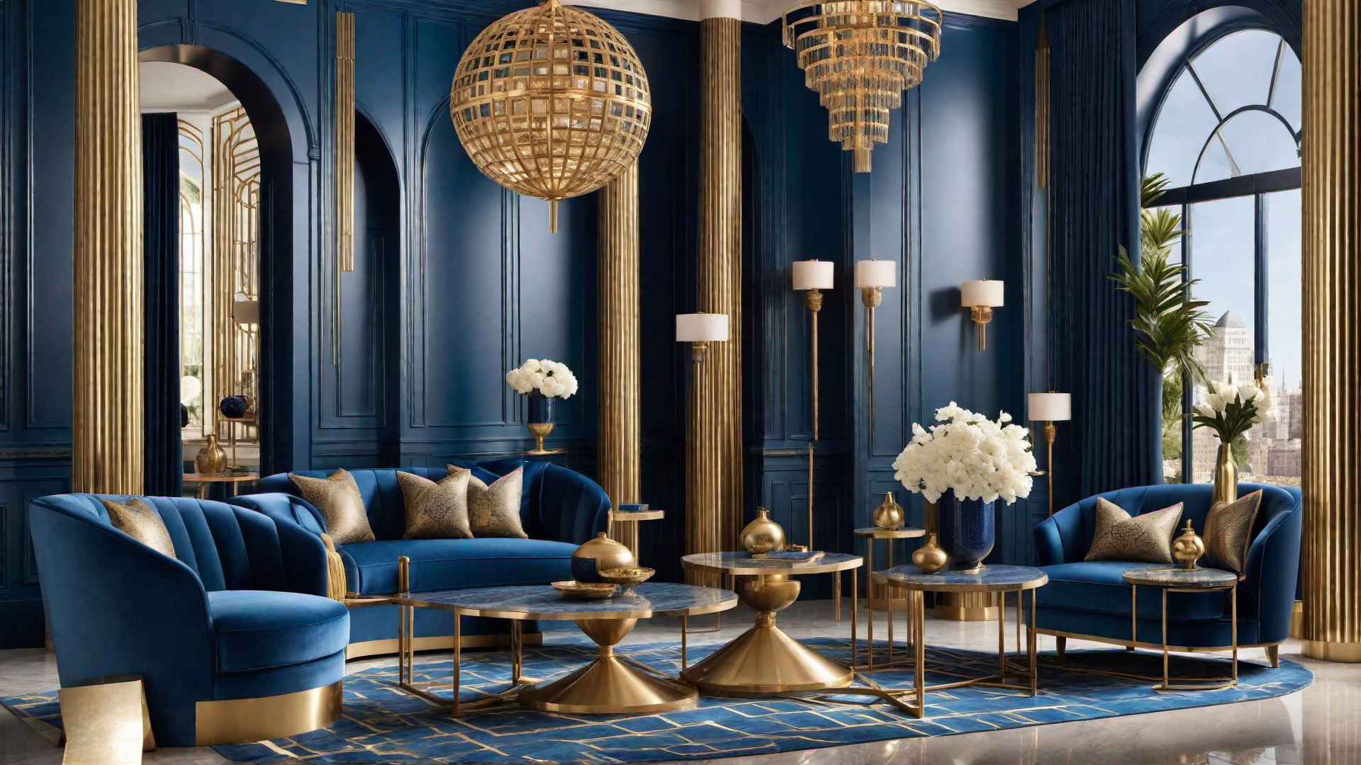 Art Deco Revival: Blue and Gold Details