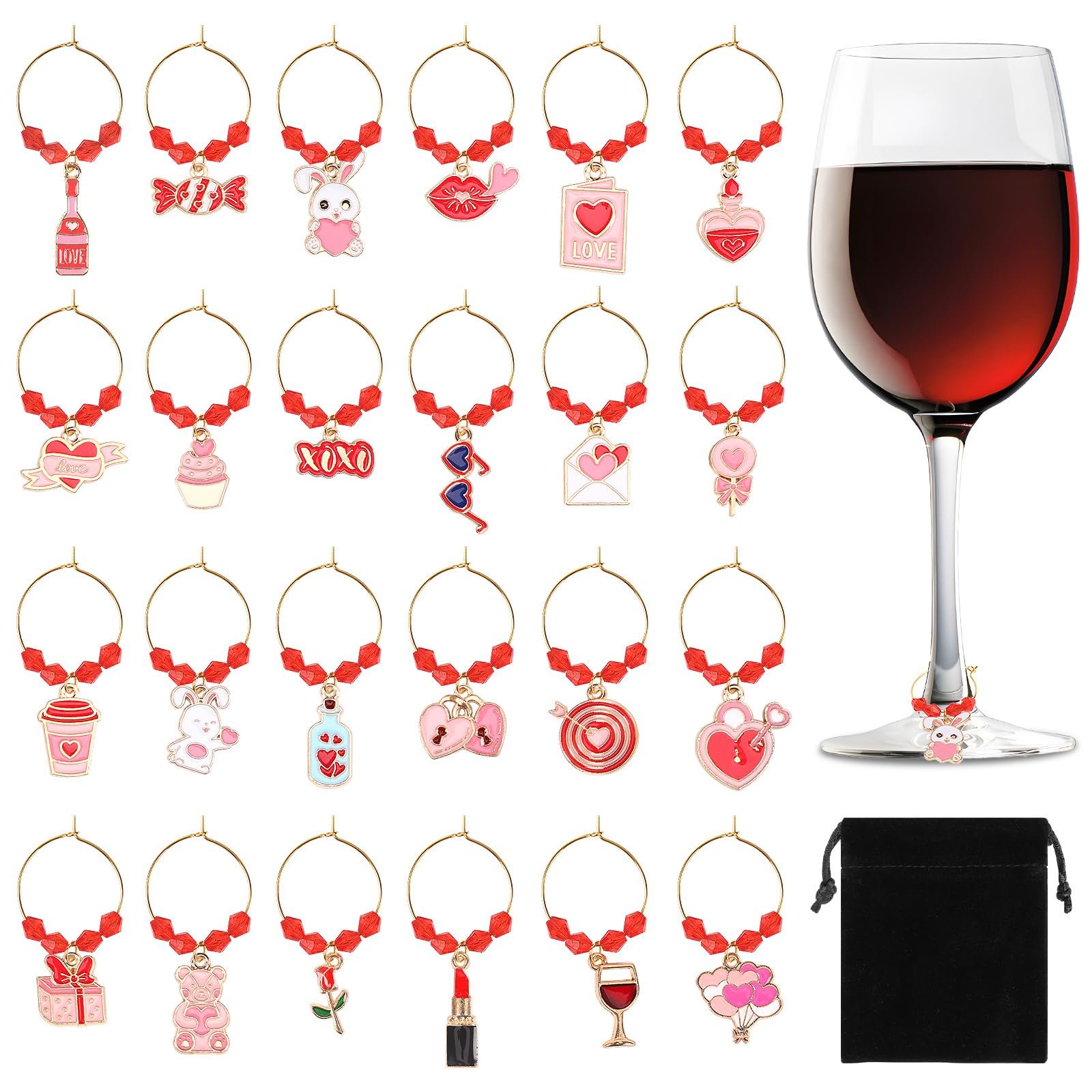 Valentine's Day Wine Glass Charms