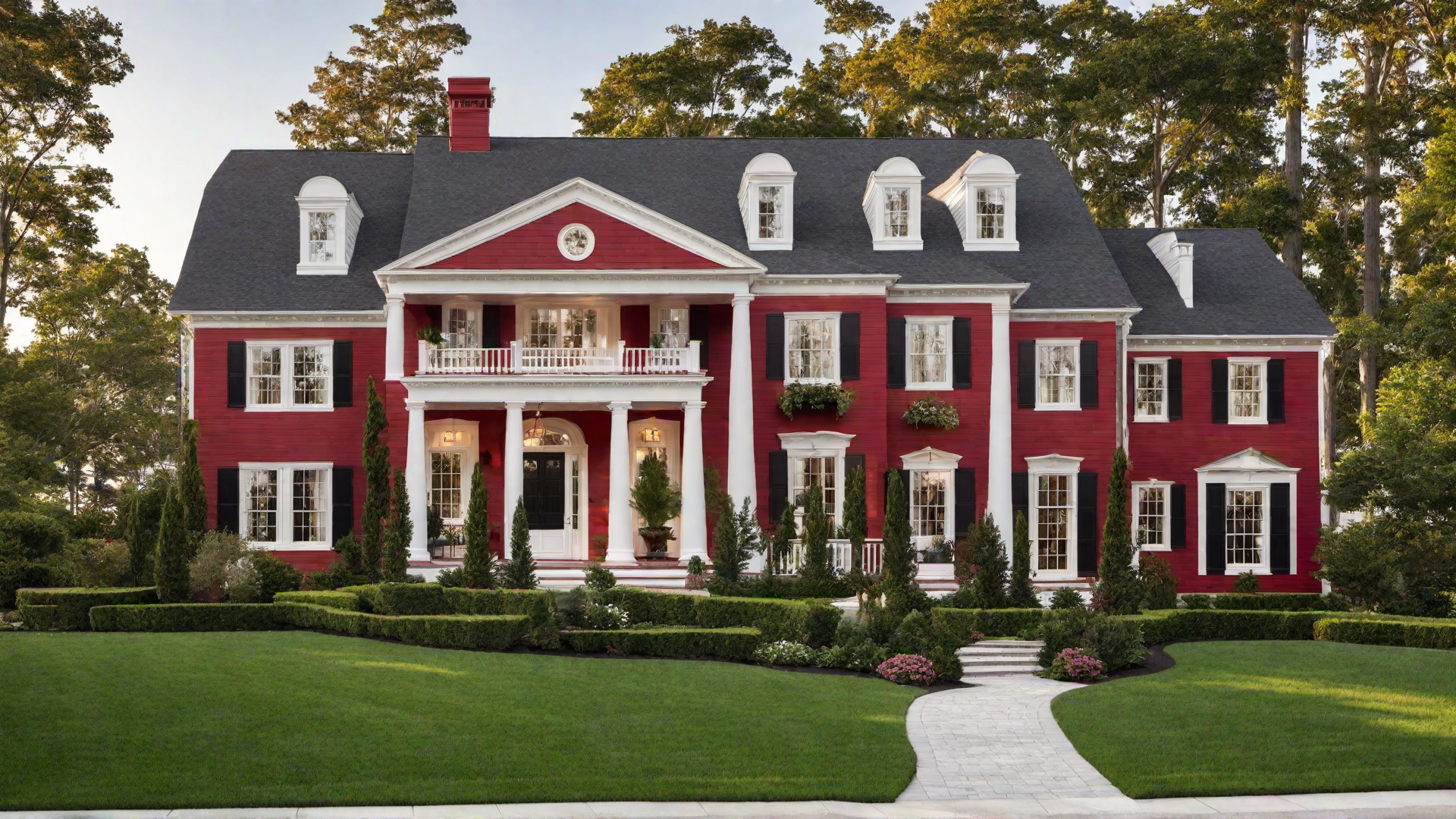 Red and White Colonial-Style House