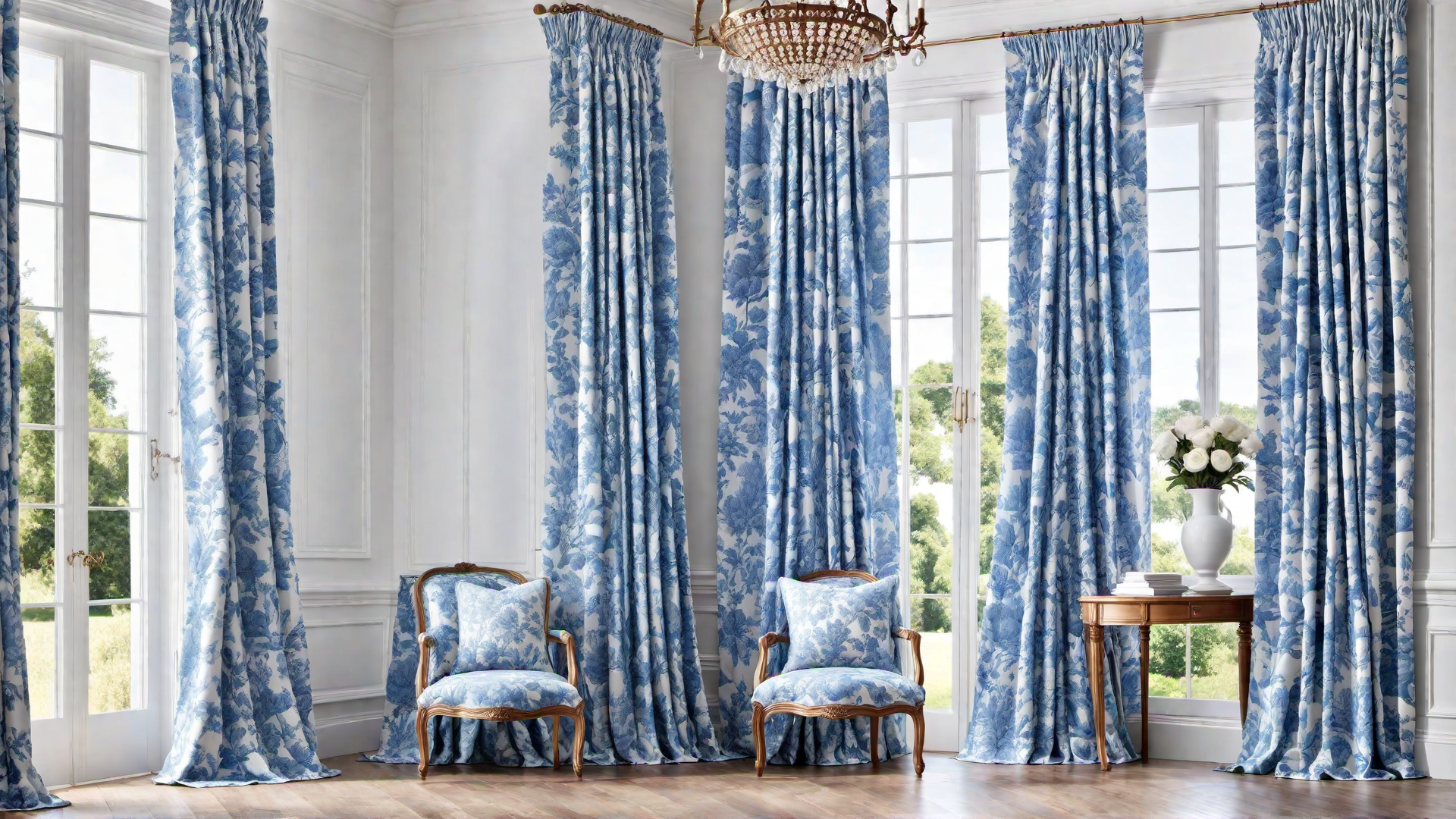 French Country: Blue Toile Curtains