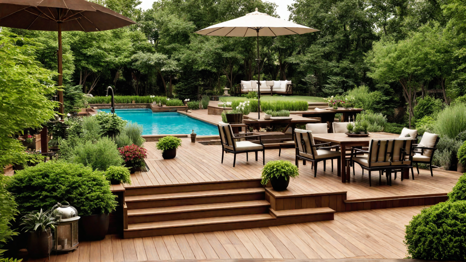 Multi-Level Wooden Deck