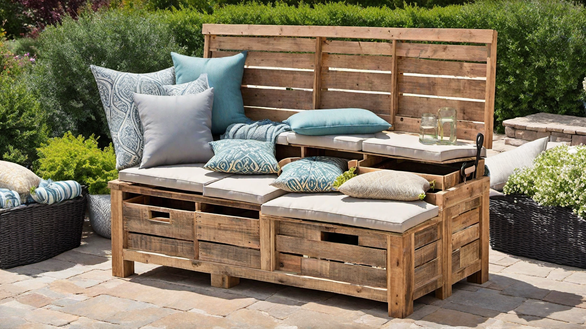 Multi-Functional Pallet Storage Bench