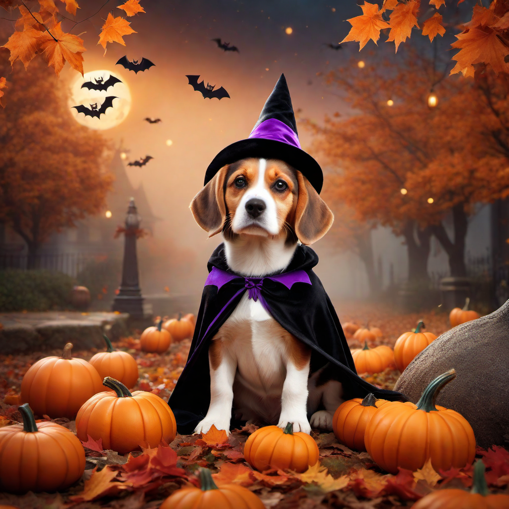 Beagle Puppy with a Halloween Costume