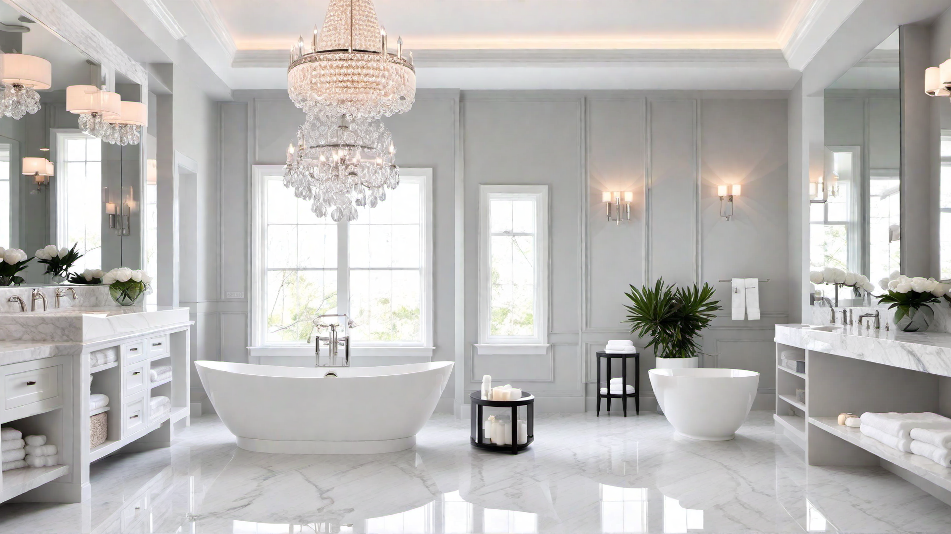 Luxurious Grey Bathroom with Marble Finishes