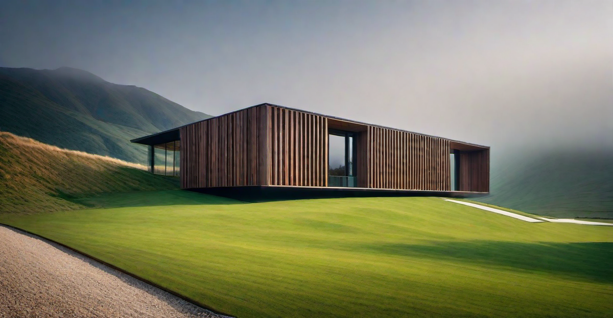 Natural Light Play: Wood Slat Exterior Wall with Varying Gaps