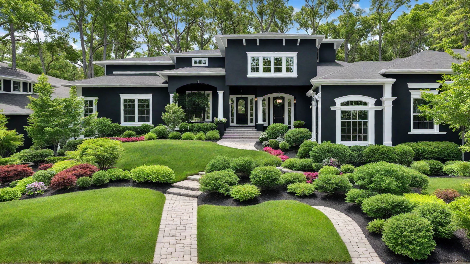 Contemporary Contrast: Black Exterior with White Trim