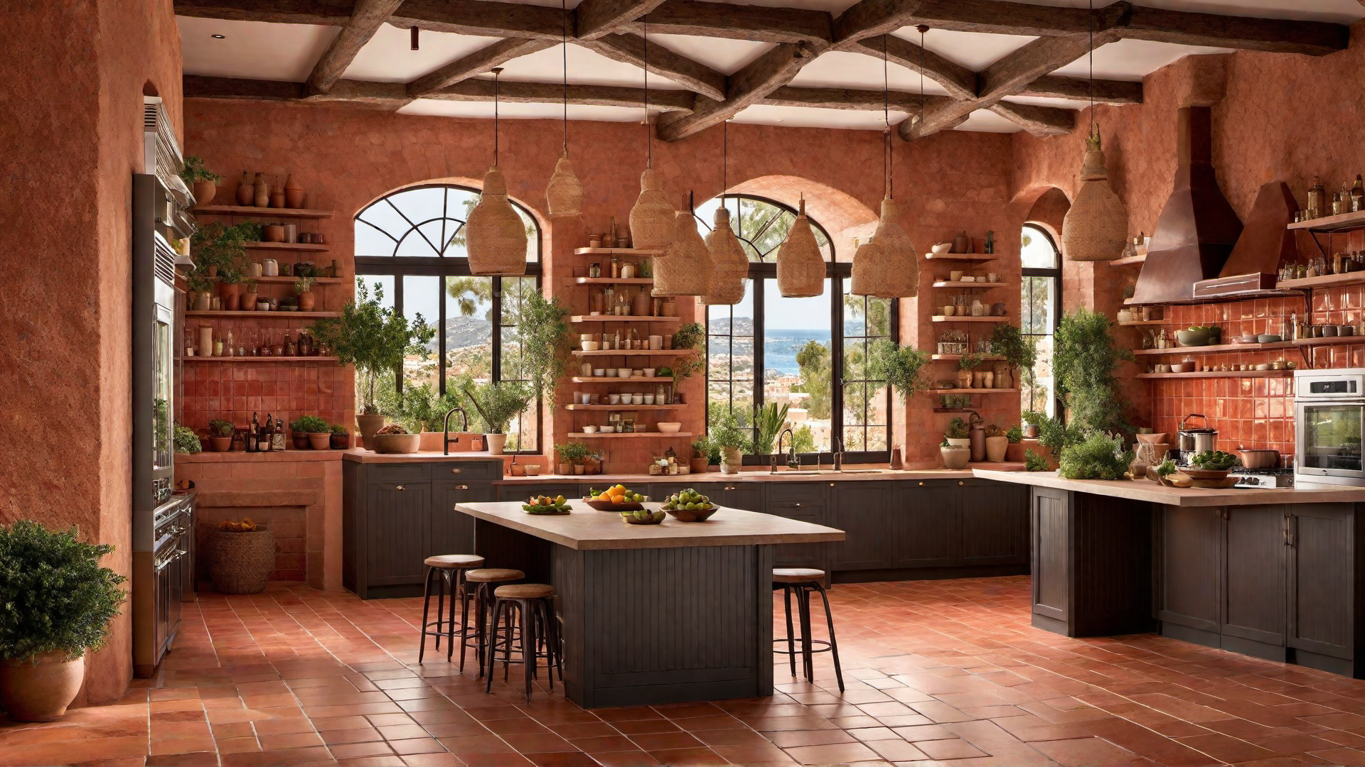 Mediterranean Vibes: Red Terra Cotta Tiles in a Kitchen