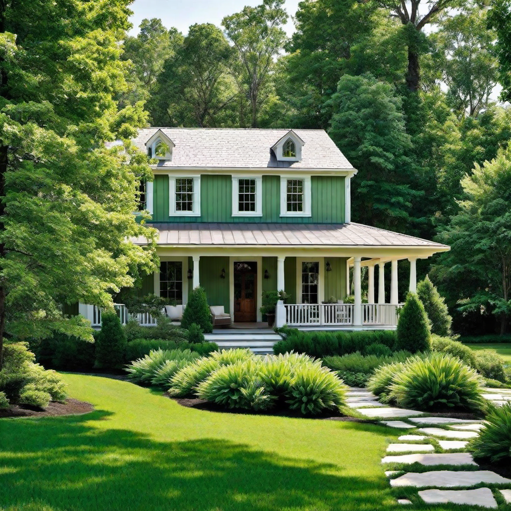 Earthy Green Farmhouse Surrounded by Nature