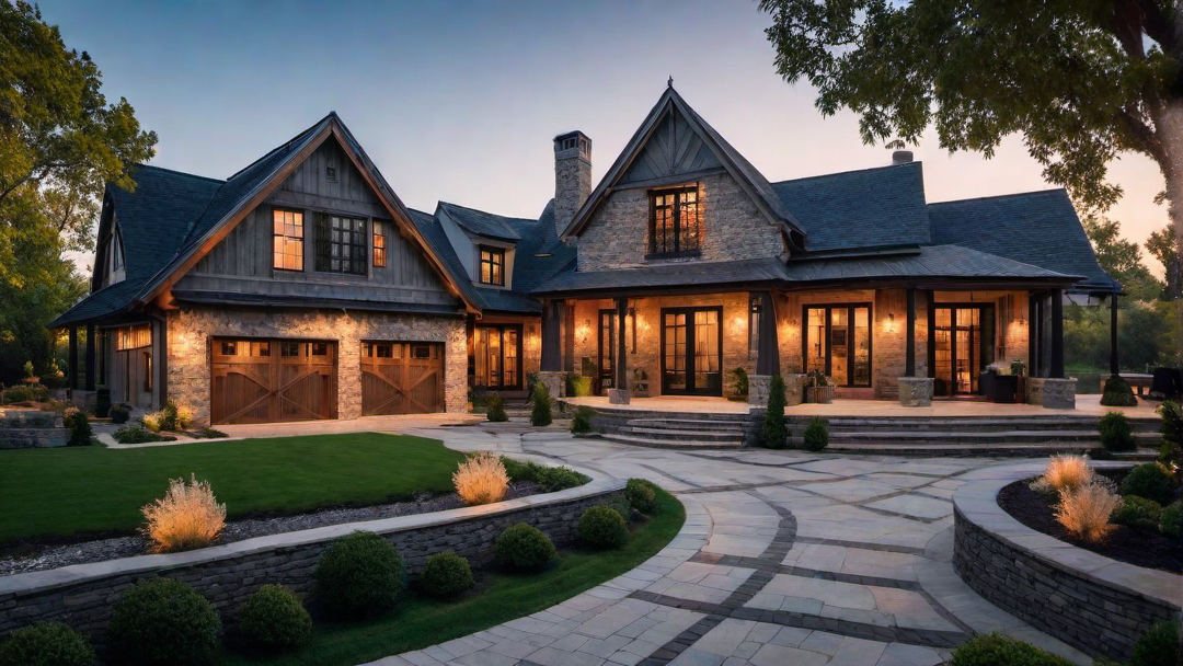 Farmhouse Elegance: Stone Accents and Dormer Windows