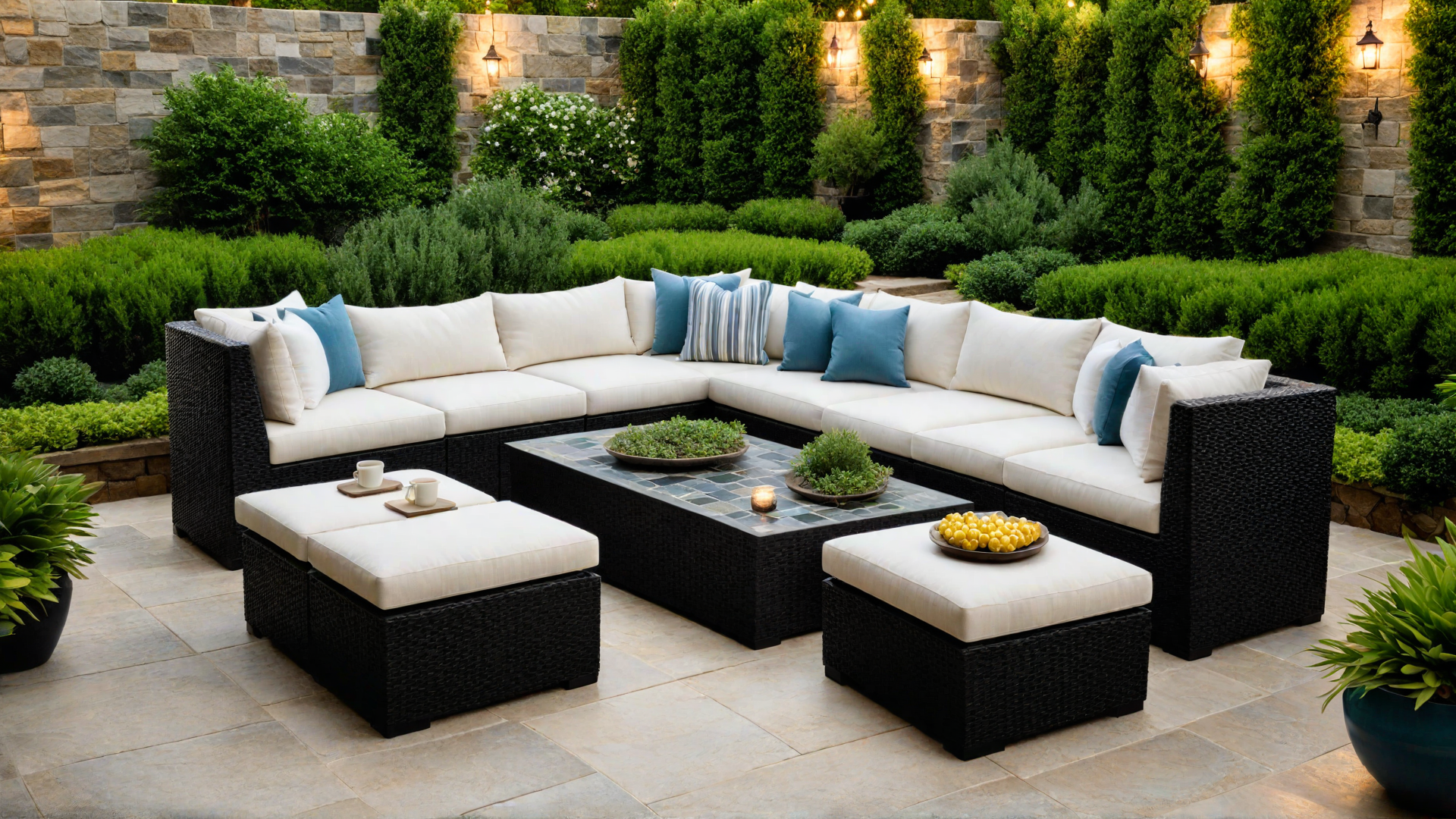 Casual Gatherings: Patio with Large Sofa and Coffee Table