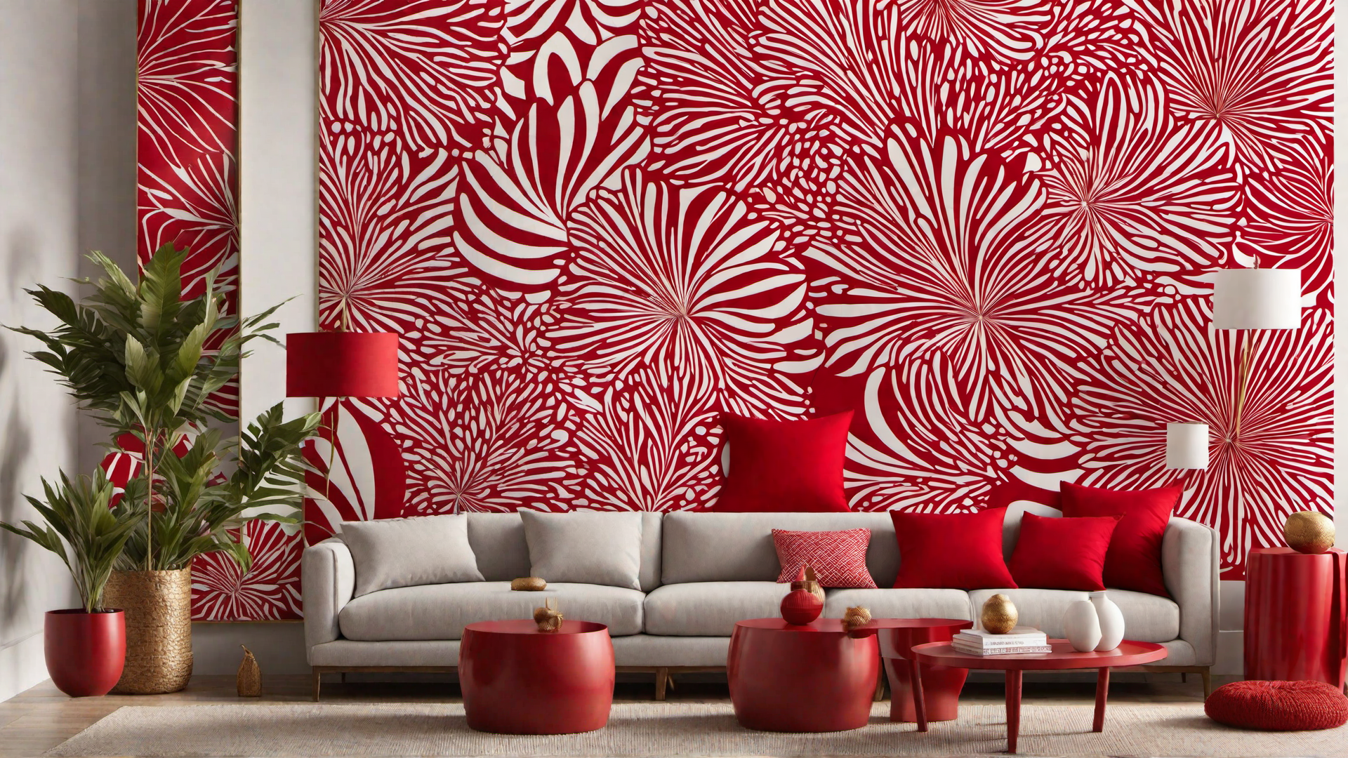 Artistic Expression: Red Statement Art Piece on a Gallery Wall