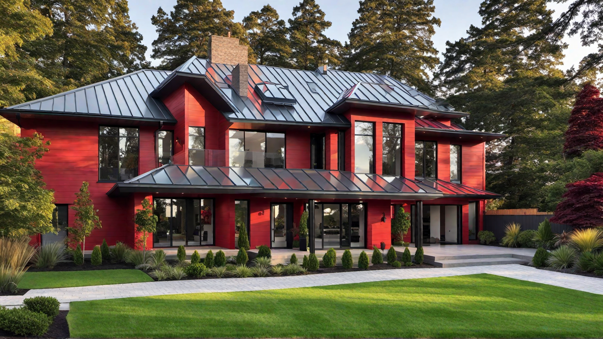 Red Townhouse with Metal Roofing