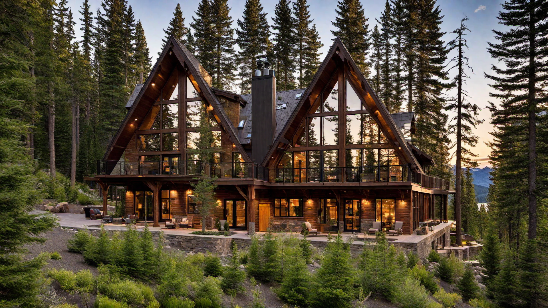 A-Frame Cabin with Floor-to-Ceiling Windows