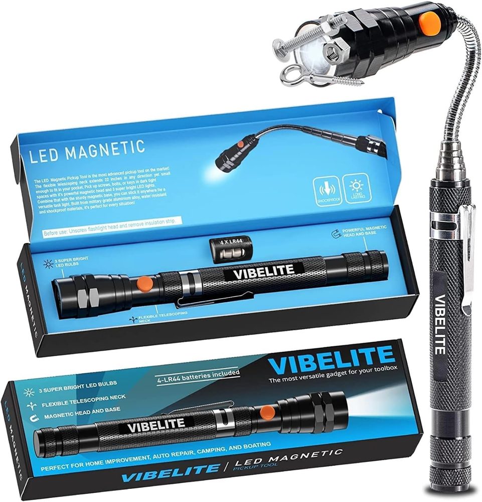 VIBELITE extendable magnetic flashlight pickup tool
