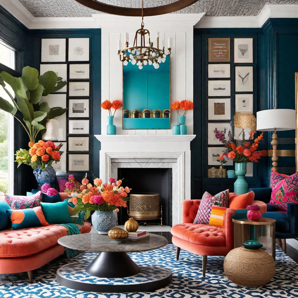 Maximalist Fireplace Styling