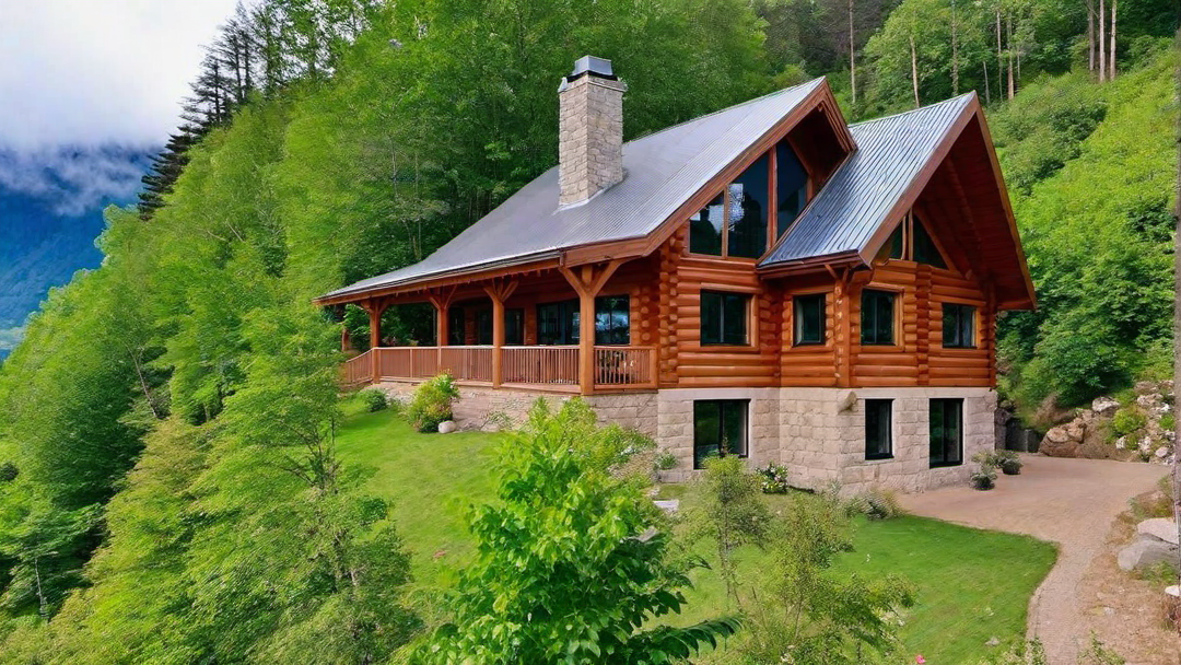 Luxurious Log Cabin Built on a Hillside