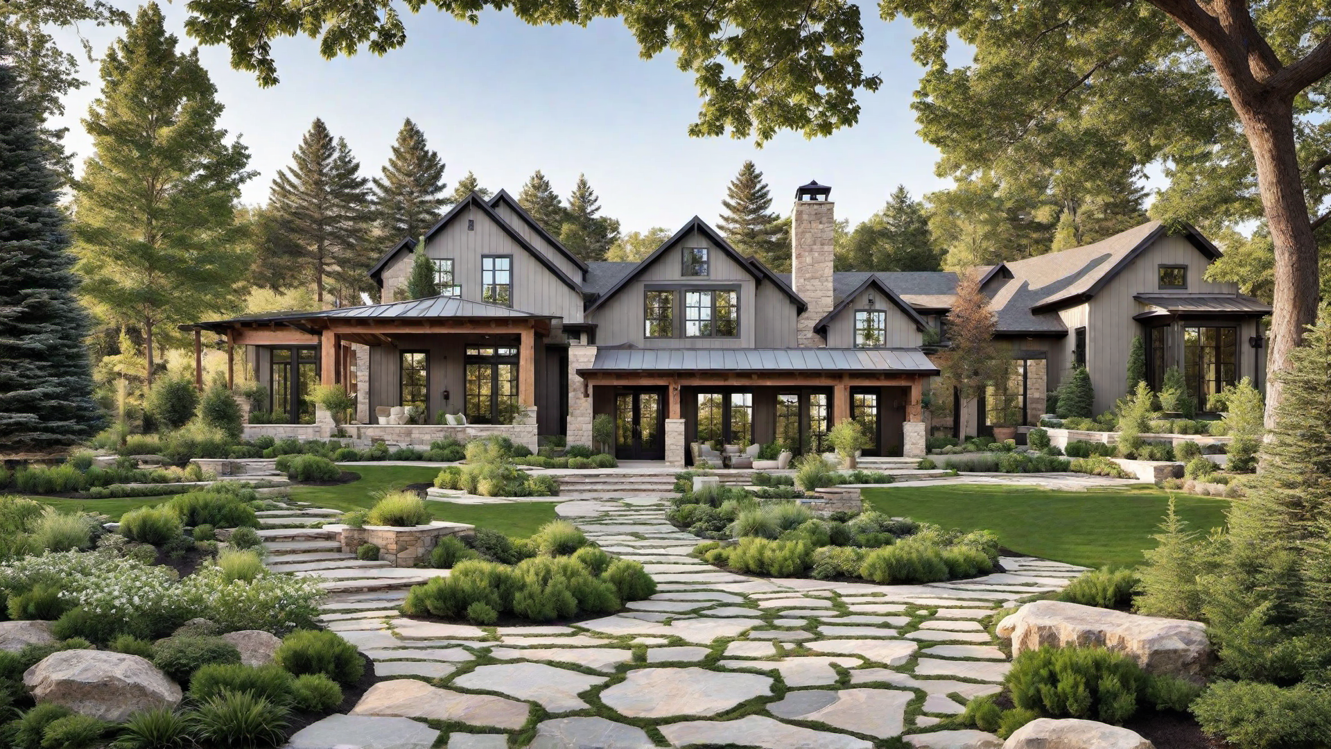Landscaping Harmony: Natural Elements Enhancing Farmhouse Exteriors