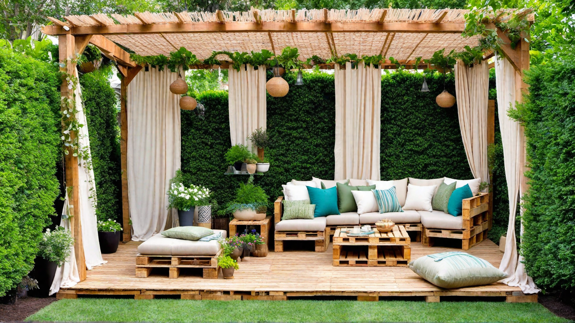 Sheltered Pallet Cabana for Private Relaxation