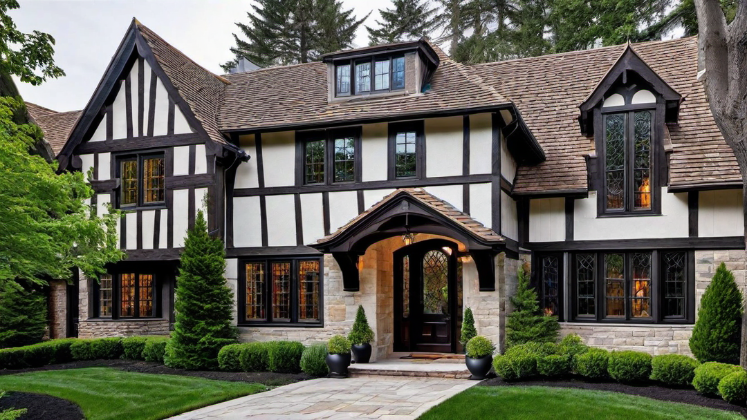 Inviting Entryways: Tudor Style Home with Arched Door Openings