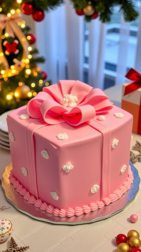 Pink Christmas Present Cake Recipe