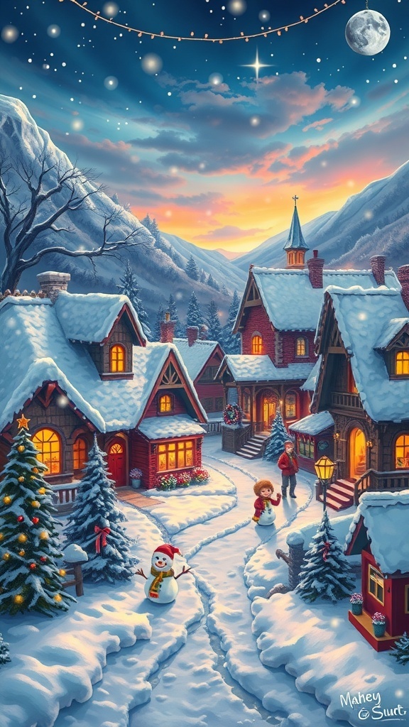 Christmas Village Coloring Pages for Adults