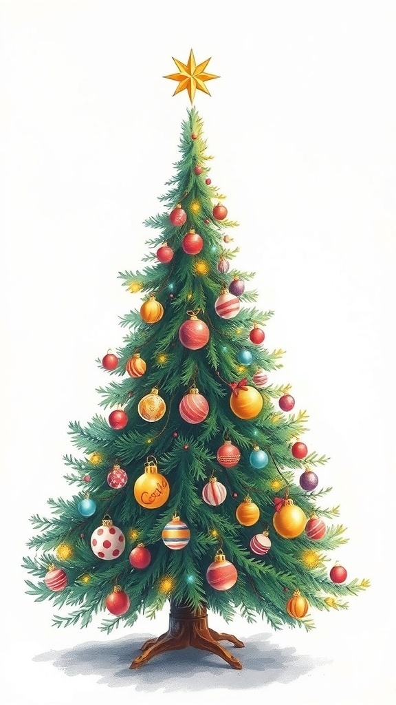 Christmas Tree Drawing with Shading Techniques bloomvara com