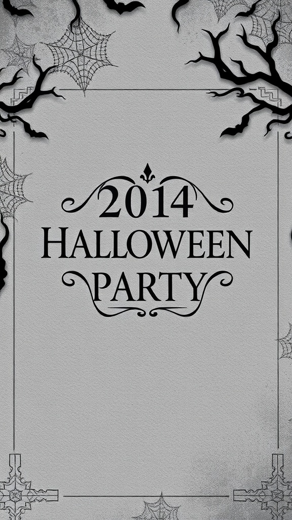 Elegant Halloween party invitation with spiderwebs and bats
